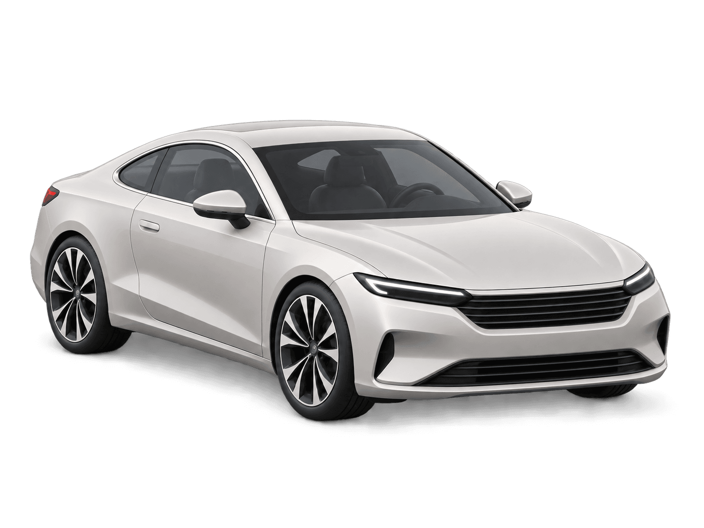 White coupe in a front three-quarter view